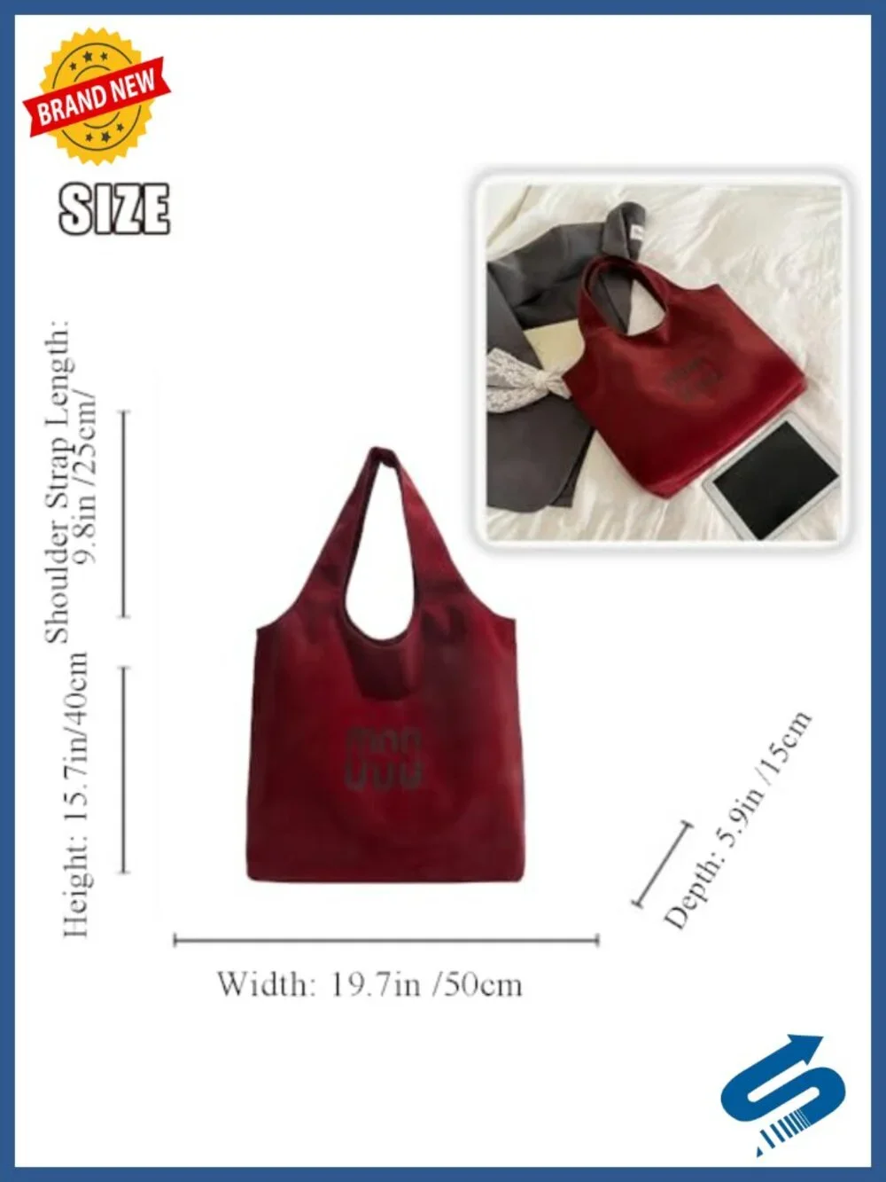 Slouchy Tote Bag with Letter Print PU Leather Large Capacity Hobo Handbag